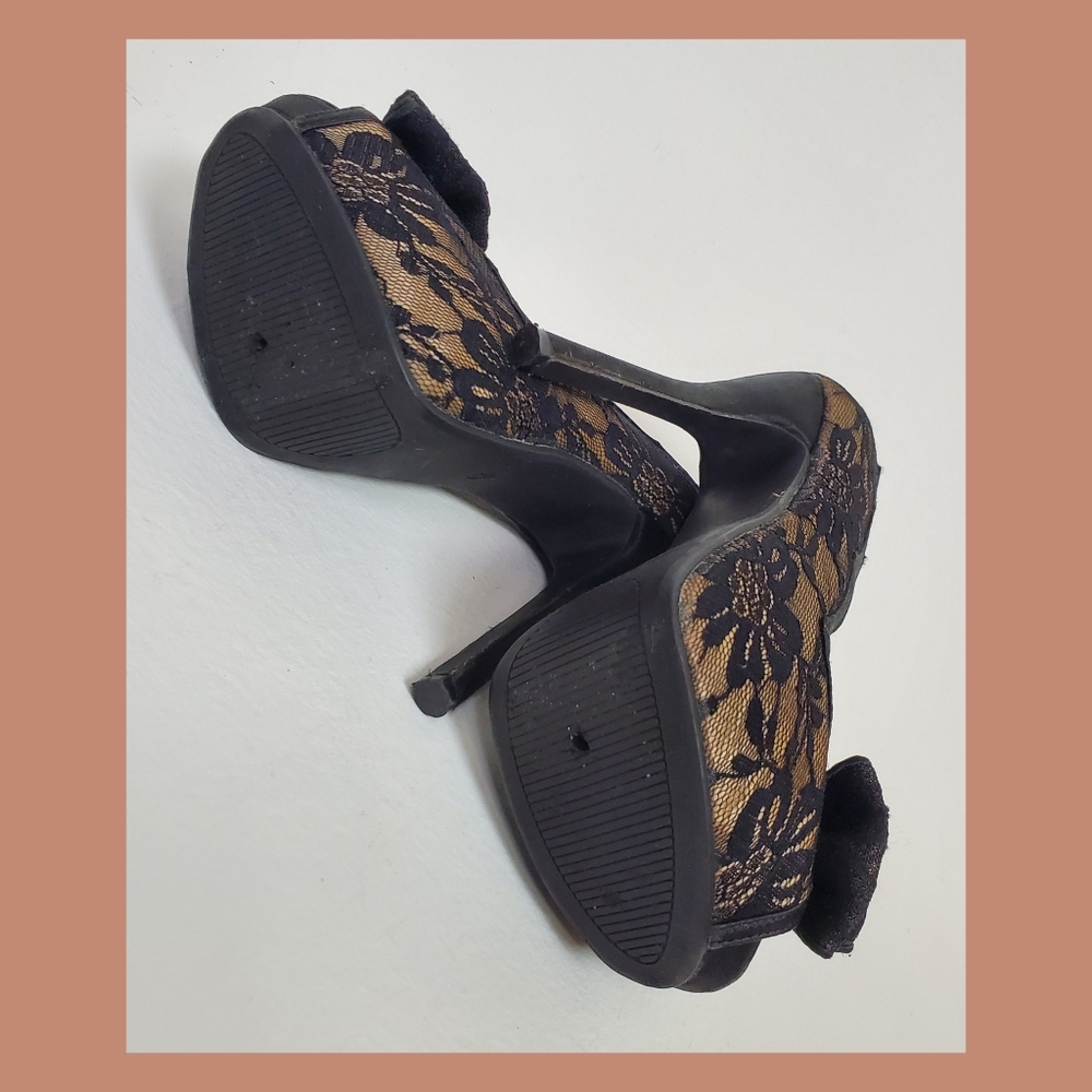 Lace & bow platform heels - Picture 9 of 10